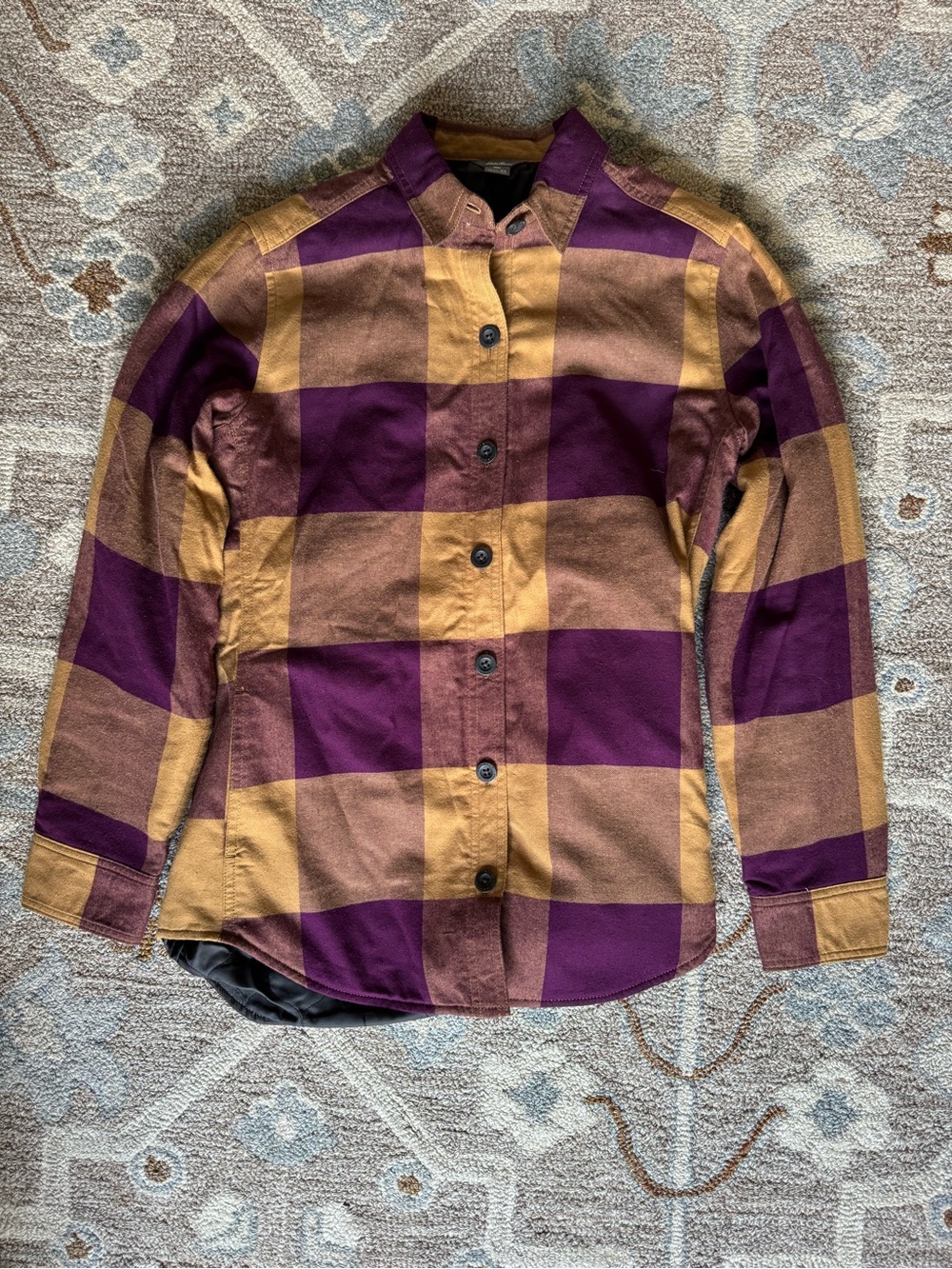 Eddie Bauer Purple & Tan Plaid Insulated shirt